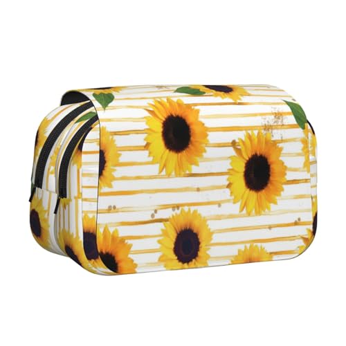 AYYQWE Leichte Stifttasche mit Sonnenblumenmuster, stilvolle Schreibwaren, Reisen, Büro, großes Fassungsvermögen, Make-up-Toiletry von AYYQWE