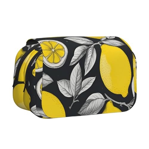 AYYQWE Leichte Stifttasche mit Zitronenfrucht-Muster, stilvolle Schreibwaren, Reisen, Büro, großes Fassungsvermögen, Make-up-Toiletry von AYYQWE