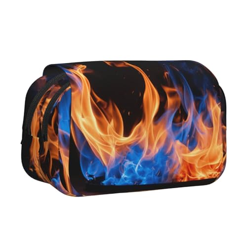 AYYQWE Leichte Stifttasche mit blauem Flammendruck, stilvolle Schreibwaren, Reisen, Büro, großes Fassungsvermögen, Make-up-Toiletry von AYYQWE