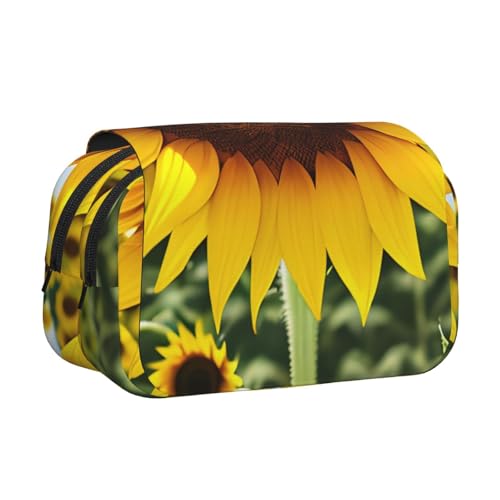 AYYQWE Leichte Stifttasche mit gelbem Sonnenblumen-Druck, stilvolle Schreibwaren, Reisen, Büro, großes Fassungsvermögen, Make-up-Toiletry von AYYQWE