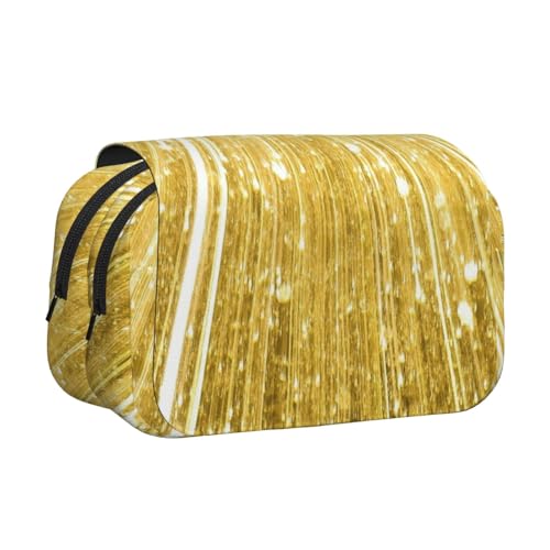 AYYQWE Leichte Stifttasche mit goldfarbenem Glitzer-Aufdruck, stilvolle Schreibwaren, Reisen, Büro, großes Fassungsvermögen, Make-up-Toiletry von AYYQWE