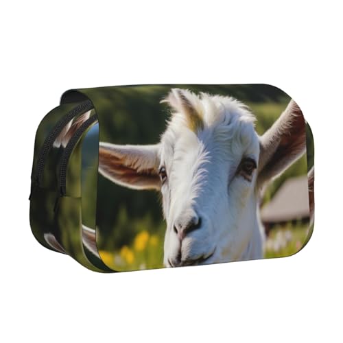 AYYQWE Leichtes Federmäppchen mit Ziegenmuster, stilvolle Schreibwaren, Reisen, Büro, großes Fassungsvermögen, Make-up-Toiletry von AYYQWE
