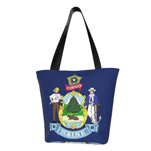 AYYQWE Maine State Flag Print Sommer Schultertasche Strand Crossbody Handtasche Reise Einkaufen Fitnessstudio Wandern Party Events von AYYQWE