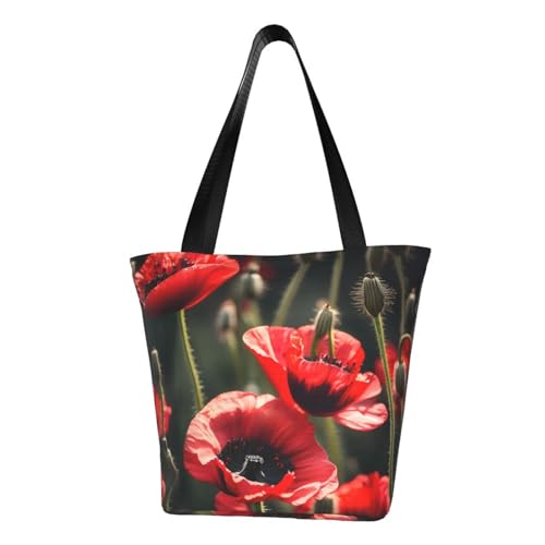 AYYQWE Schöne rote Mohnblumen-Druck Sommer Schultertasche Strand Crossbody Handtasche Reise Einkaufen Fitnessstudio Wandern Party Events von AYYQWE