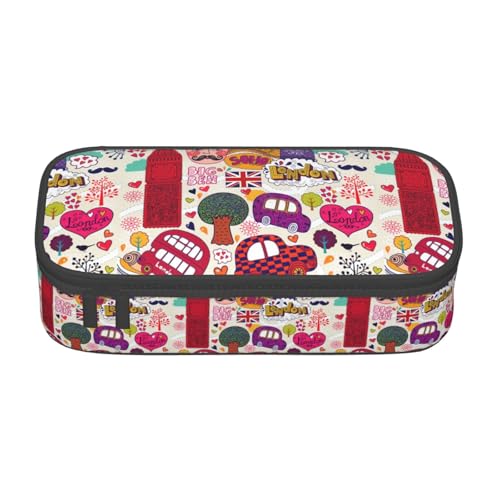 AYYQWE Schüler-Federmäppchen mit englischem Druck, vielseitig, 21,6 x 5,1 x 9,4 cm, Aufbewahrungstasche, Schule, Büro, Schwarz , Einheitsgröße von AYYQWE