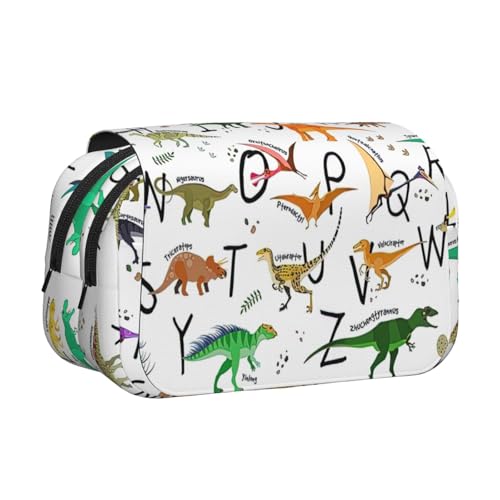 AYYQWE Stilvolle Lernalphabete mit Dinosaurier-Druck, leichte Stifttasche, stilvolle Schreibwaren, Reisen, Büro, großes Fassungsvermögen, Make-up-Toiletry von AYYQWE