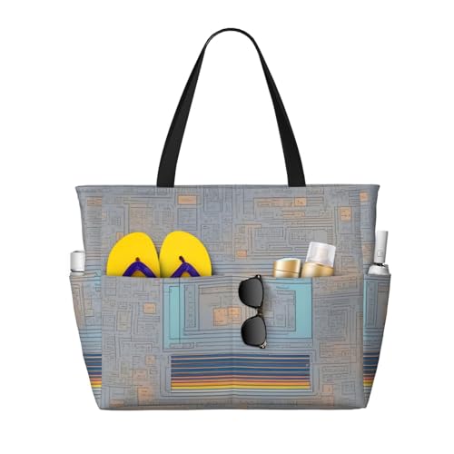 AYYQWE Strandtasche mit Programmiercode-Druck, stilvolle Wochenendtasche, wiederverwendbar, leicht, Fitnessstudio, Picknick, Camping, Damen und Herren von AYYQWE