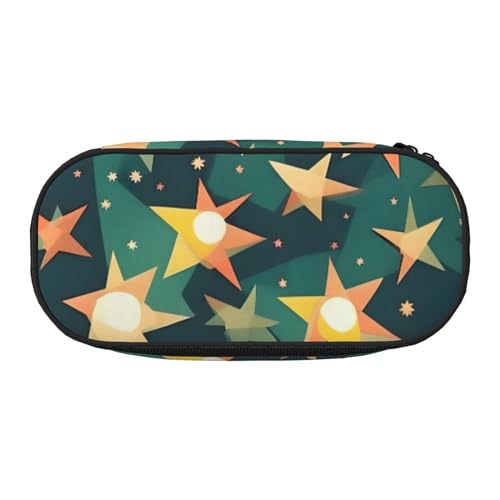 Atomic Stars Retro-Muster Druck Stilvolle Schule Studenten Federmäppchen Wiederverwendbare Stifte Make-up Kulturbeutel Einfacher Zugriff, Schwarz , Einheitsgröße, Taschen-Organizer von AYYQWE