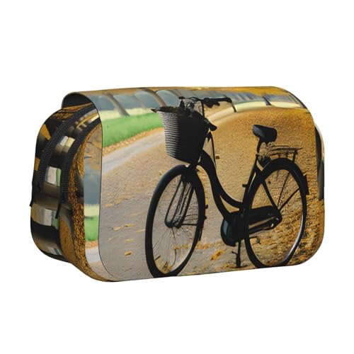 Federmäppchen, Motiv: Herbstbaum mit altem Fahrrad, leicht, stilvolles Schreibwaren, Reisen, Büro, großes Fassungsvermögen, Make-up-Toiletry von AYYQWE