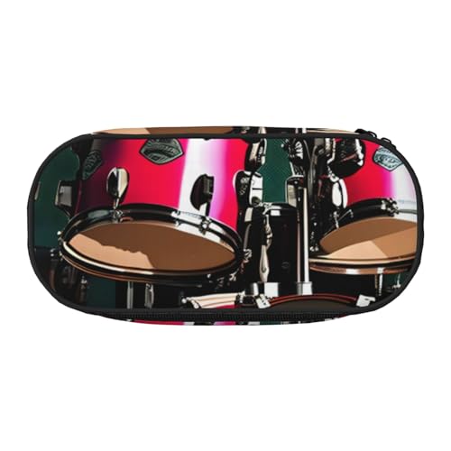 Federmäppchen mit Jazz-Trommel-Druck, stilvoll, für Schüler, wiederverwendbar, für Make-up, Kosmetik, einfacher Zugriff, Schwarz , Einheitsgröße, Taschen-Organizer von AYYQWE