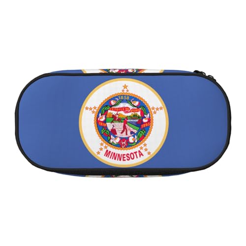 Federmäppchen mit Minnesota-Staatsflaggen-Druck, stilvoll, wiederverwendbar, für Stifte, Make-up, Kulturbeutel, einfacher Zugriff, Schwarz , Einheitsgröße, Taschen-Organizer von AYYQWE