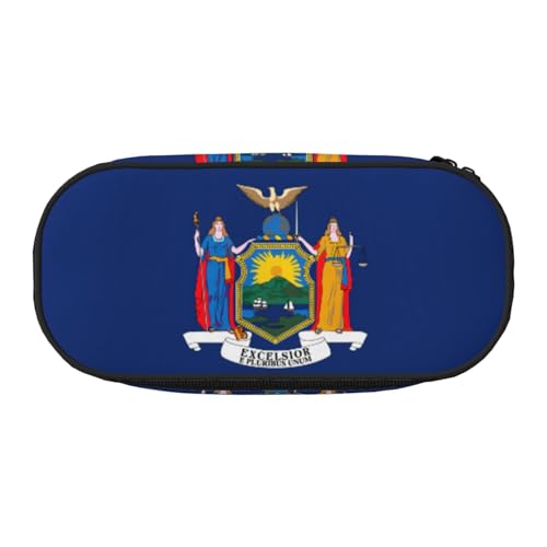 Federmäppchen mit New York-Flaggen-Druck, stilvoll, wiederverwendbar, für Stifte, Make-up, Kulturbeutel, einfacher Zugriff, Schwarz , Einheitsgröße, Taschen-Organizer von AYYQWE