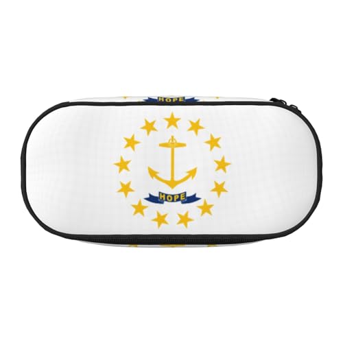 Federmäppchen mit Rhode Island-Staatsflagge, stilvoll, wiederverwendbar, für Stifte, Make-up, Kulturbeutel, einfacher Zugriff, Schwarz , Einheitsgröße, Taschen-Organizer von AYYQWE