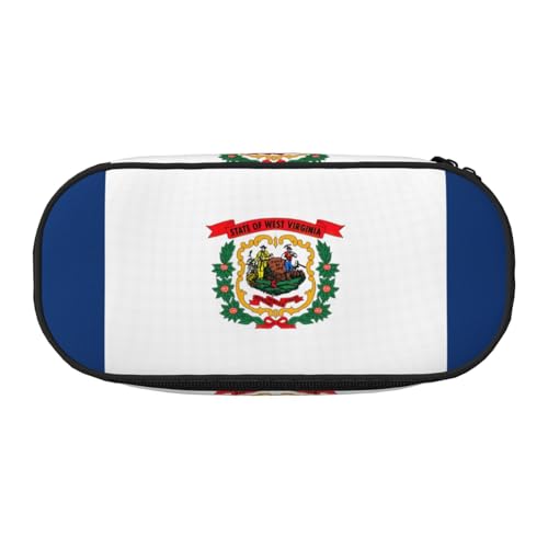 Federmäppchen mit West-Virginia-Staatsflagge, stilvoll, für Schüler, wiederverwendbar, für Make-up, Kulturbeutel, einfacher Zugriff, Schwarz , Einheitsgröße, Taschen-Organizer von AYYQWE