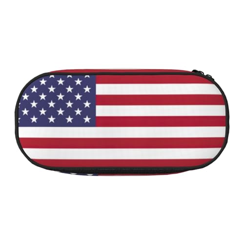 Federmäppchen mit amerikanischer Flagge, stilvoll, wiederverwendbar, für Stifte, Make-up, Kulturbeutel, einfacher Zugriff, Schwarz , Einheitsgröße, Taschen-Organizer von AYYQWE