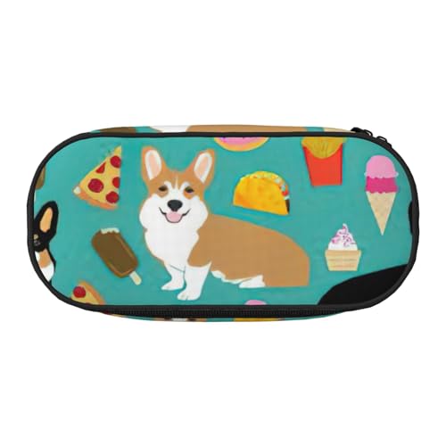 Federmäppchen mit niedlichem Corgi-Druck, stilvoll, für Schüler, wiederverwendbar, für Make-up, Kosmetik, einfacher Zugriff, Schwarz , Einheitsgröße, Taschen-Organizer von AYYQWE