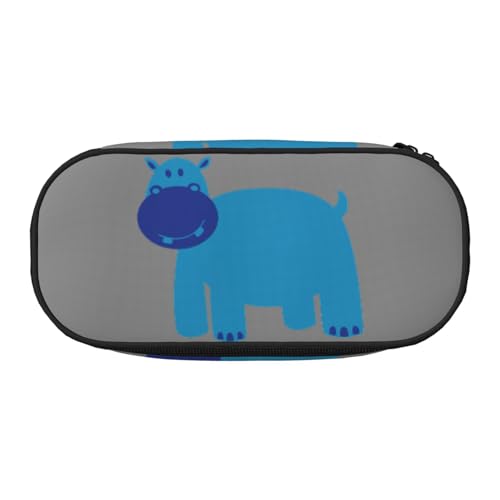 Federmäppchen mit niedlichem Nilpferddruck, stilvoll, für Schüler, wiederverwendbar, für Make-up, Kosmetik, einfacher Zugriff, Schwarz , Einheitsgröße, Taschen-Organizer von AYYQWE