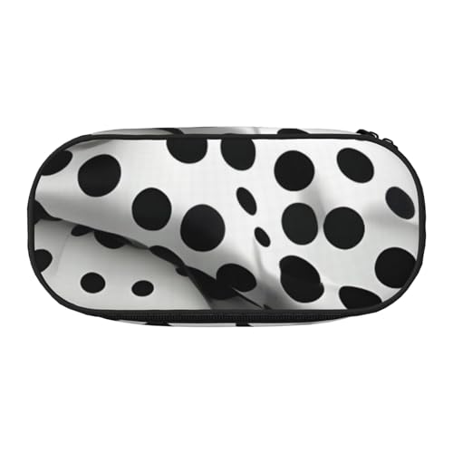 Federmäppchen mit schwarzem Punktemuster, für Schule, Studenten, wiederverwendbar, für Stifte, Make-up, Kulturbeutel, einfacher Zugriff, Schwarz , Einheitsgröße, Taschen-Organizer von AYYQWE