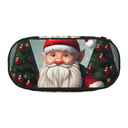Federmäppchen mit traditionellem Weihnachts-Zwerg-Druck, stilvoll, für Schule, Studenten, wiederverwendbare Stifte, Make-up, Kulturbeutel, einfacher Zugriff, Schwarz , Einheitsgröße, Taschen-Organizer von AYYQWE