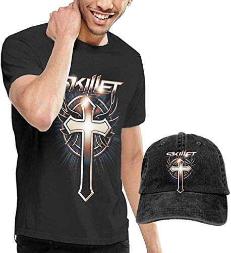 AYYUCY Sportbekleidung Herren Kurzarmshirt Skillet Band Men's Crewneck Short Sleeve T-Shirt with Baseball Cap von AYYUCY