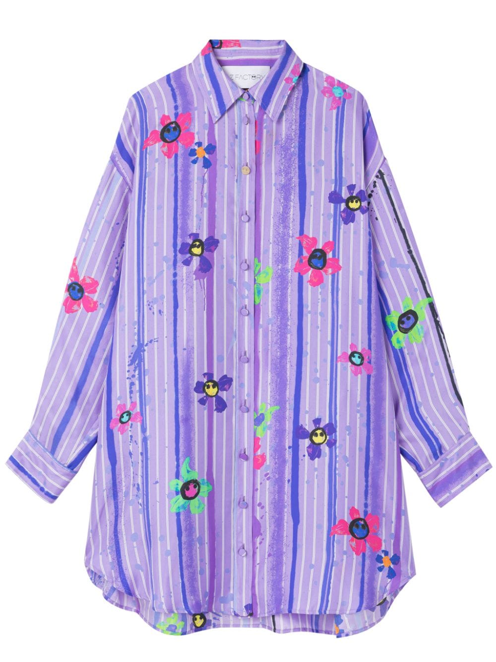 AZ FACTORY Hemdkleid mit Blumen-Print - Violett von AZ FACTORY