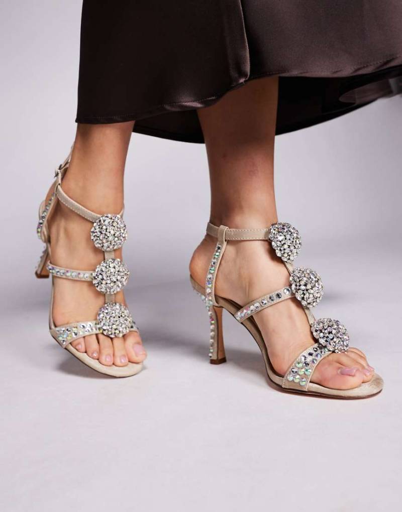 Azalea Wang - Bestella - Verzierte High Heels in Silber mit Gitter-Design von AZALEA WANG