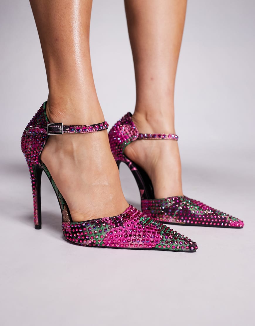 Azalea Wang - Daiyya - High Heels in Rosa mit Blumenmuster und Verzierung von AZALEA WANG