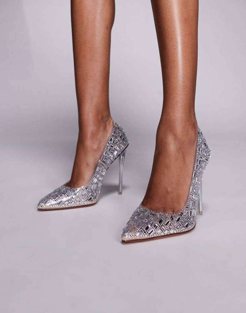 Azalea Wang - Jovie - Verzierte Schuhe in Silber mit Stilettoabsatz von AZALEA WANG