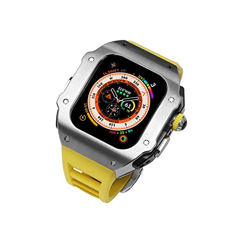 AZANU 49 mm Edelstahl-Uhrengehäuse, für Apple Watch Ultra 8, 49 mm, Modifikationsset, Sport-Gummi-Silikonarmband, für iWatch 49 mm Uhren-Upgrade-Kit, 49 mm, Achat von AZANU