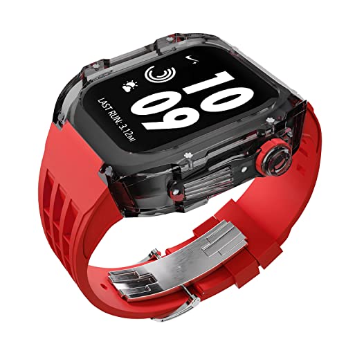 AZANU Luxuriöses transparentes Uhren-Modifikationsset, für Apple Watch Band 45 mm, 44 mm, Uhrengehäuse + Uhrenarmband, für iWatch 8/7/6/5/4/SE Serie, Mod-Zubehör, For 45mm, Achat von AZANU