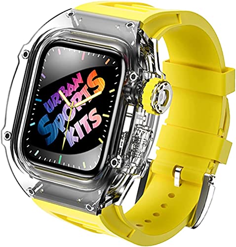 AZANU Uhrenarmband, transparentes Uhrengehäuse, Mod-Kit, für Apple Watch 8, 7, 6, 5, 4, SE, 45 mm, 44 mm, Ersatzteil, Fluorkautschuk-Uhrenarmband, Modifikationsset, 44mm, Achat von AZANU
