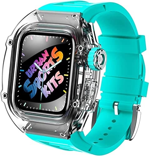 AZANU Uhrenarmband, transparentes Uhrengehäuse, Mod-Kit, für Apple Watch 8, 7, 6, 5, 4, SE, 45 mm, 44 mm, Ersatzteil, Fluorkautschuk-Uhrenarmband, Modifikationsset, 44mm, Achat von AZANU