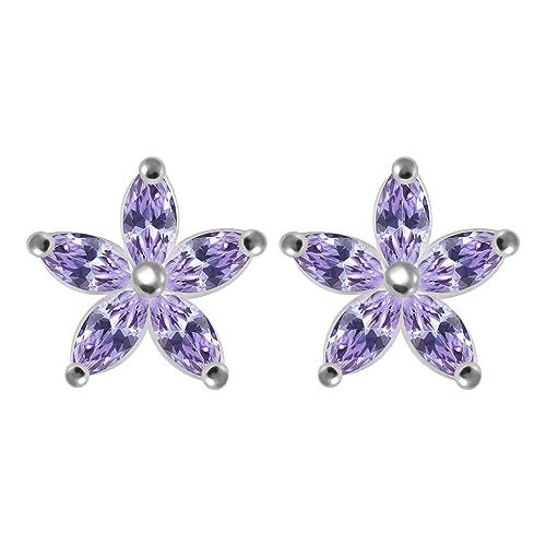Monster Piercing Lavendel CZ Stein Daisy Blume 925 Sterling Silber Ohrstecker Monster Piercing Lavendel CZ Stein Daisy Blume 925 Sterling Silber Ohrstecker von AZARIO LONDON