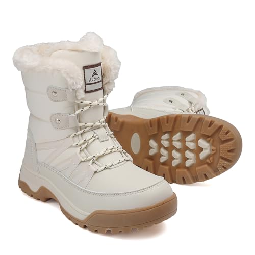 AZBZCZ Damen-Schneestiefel, rutschfest, für kaltes Wetter, mit Fell gefüttert, bequeme Winterschuhe, Beige, 41 EU AZBZCZ Damen-Schneestiefel, rutschfest, für kaltes Wetter, mit Fell gefüttert, bequeme Winterschuhe, Beige, 41 EU von AZBZCZ