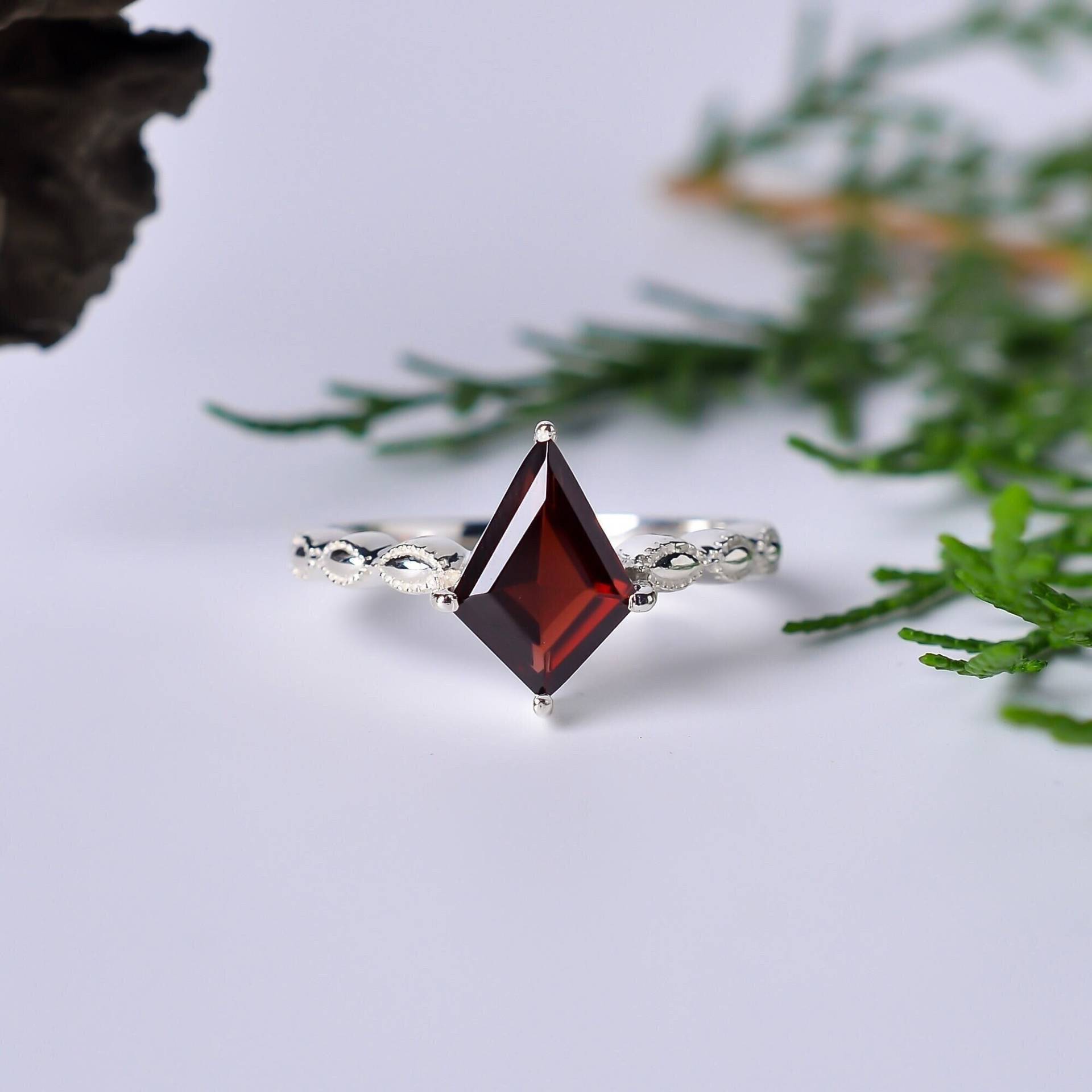 Granat Ring-Naturschliff Edelstein-925 Sterling Silber-Für Frauen-Roségold-Verlobungsring-Hochzeitsgeschenk-Jahrestag Geschenk-Versprechen Ring von AZGEMSNJEWELRY