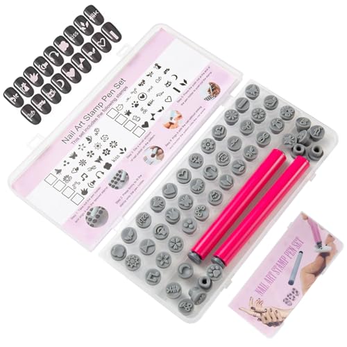 48pcs Nagelkunststempel Stempel verschiedene Muster Nagelkunststempel mit Silikonstiftspitze Blume Schmetterling Rosen DIY Stempel Kit für Frauen Stamper von AZIDWERYQ