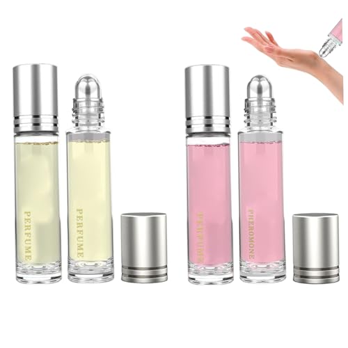 4pcs Pheromon-Parfüm für Männer Frauen, langlebige und süchtig machende Rolle auf Parfüm, romantische Duftstoffe, 10 ml Pheromon-Parfums für Männer von AZIDWERYQ