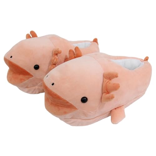 AZIDWERYQ Axolotl-Hausschuhe weich warme Plüsch Axolotl Schuhe süße gemütliche Plüschschuhe für Halloween-Heimkostüm, Größe 5-12 von AZIDWERYQ