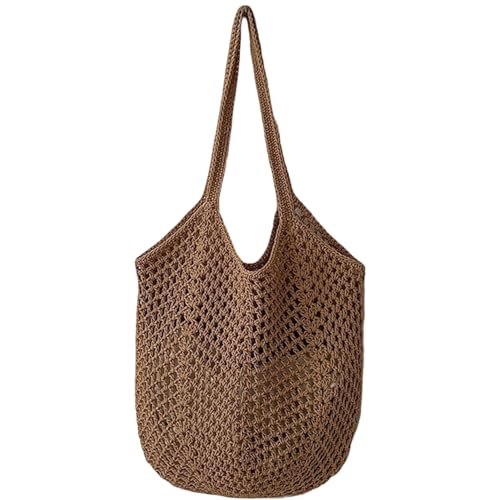 AZIDWERYQ Häkeln Geldbörsen für Frauen Strand Tote Khaki Raffia Tote Ästhetische Strick -Boho -Tasche für Reiseurlaubsdating -Einkaufsstrand Geldbeutel von AZIDWERYQ