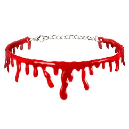 AZIDWERYQ Kreatives tropfendes Blut Halloween Party Choker Halloween Simulation Blutflecken Halskette Vampir Kostüm Zubehör Blutflecken Halskette von AZIDWERYQ