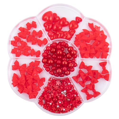 Bogennagel 170pcs 7 Styles Nagel Edel Gemeine süße Bögen mit transparenten Box süße Edelsteine ​​für Kunst DIY -Handwerk und Mädchen Red Bogen für Nägel von AZIDWERYQ