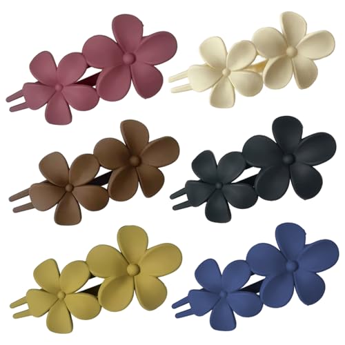 Flache Haarklammern, 6pcs 3, 9-Zoll Flat Blumenkrallenklammern mit nicht rutschfestem Griff, dekorative Haarsperrte für Frauen und Mädchen, zufällige Farbe niedlicher Clip von AZIDWERYQ