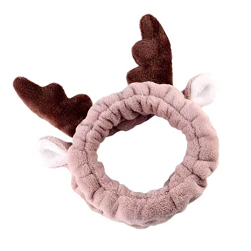 Make -up Stirnband Elastizität Cartoon Antlers Spa Haarband Plüsch Gesicht Waschkopf Wickeln Leichte Kaffeeschuhekopf Wickeln von AZIDWERYQ