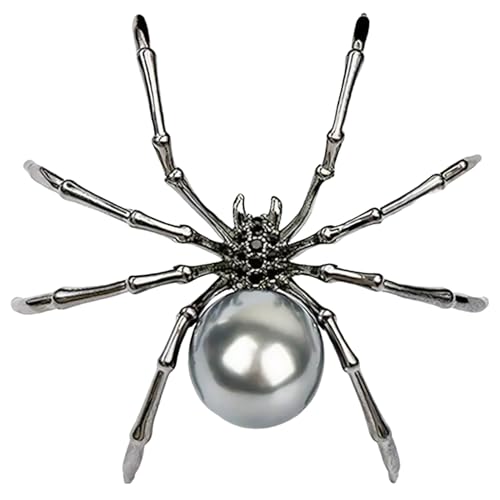 Spinnenbrooch Punk Halloween Brosche Gothic Faux Pearl Animal Rucksack Schal Shirt Bag Hut Hut Pin Bar Party Körper Halloween Schmuck Spinne Pin von AZIDWERYQ