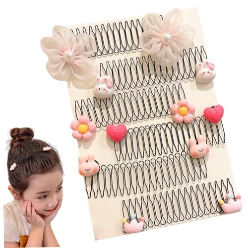 Unsichtbare Haarklammern 6pcs/Set Flexible Kammmetallhaarnadel mit Kaninchenblume Verzierung Nicht rutschfestem Komfort Niedliche Haarzubehör für Mädchenstifte für Mädchen von AZIDWERYQ