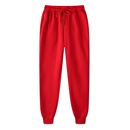 AZILAB Cargohose Herren, Cargohose Lange Hosenhosen Hosen Thermal Fleece Sweatpants Plüsch Verdickung Baumwolle gepolsterte Hosen Freizeithosen Leggings Dunkelblau Blickdicht (Rot,XXL) von AZILAB