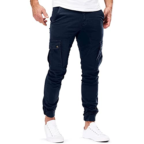 AZILAB Jogginghose Herren, Sporthose Zum Wandern Herren Lange Hosen Herren Hosen Hosen Männer Sport Casual Jogging Hosen Leichte Wandern Outdoor Hosen mit Multi Taschen Jogginghose Herren (Blau,XL) von AZILAB