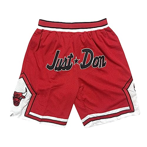 AZISEN Basketball Shorts Kinder, Chicago Bulls Retro Basketball Shorts Activewear-Shorts für Herren Sporthose Herren Kurz mit Tasche Sports Training Fans Sommershorts Basketball Shorts Herren (Rot,L) von AZISEN