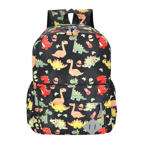 AZKAQA Kinderrucksack für Mädchen Jungen - Niedlicher Dinosaurier Kleiner Kinderrucksack Wasserdichtes Kleinkind Vorschule Kindergarten Schule Tasche für 3-8 Jahre alt, Schwarz von AZKAQA