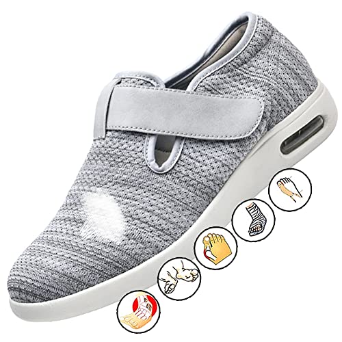 AZMAHT Diabetiker Orthopädische Schuhe Extra Weit Atmungsaktive Unisex-Hausschuhe Orthopädische Diabetiker Easy Close Wide Hausschuhe für Geschwollene Ödeme,Light grey,40EU von AZMAHT